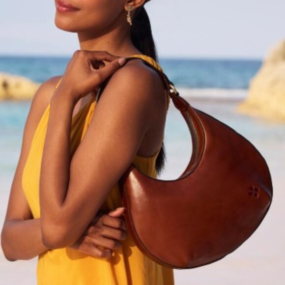 Patricia Nash | Black Leather Coco Crescent Hobo Bag - NWT - Picture 4 of 16